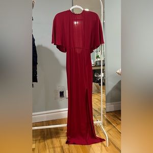 Reformation gown with side slit and low back